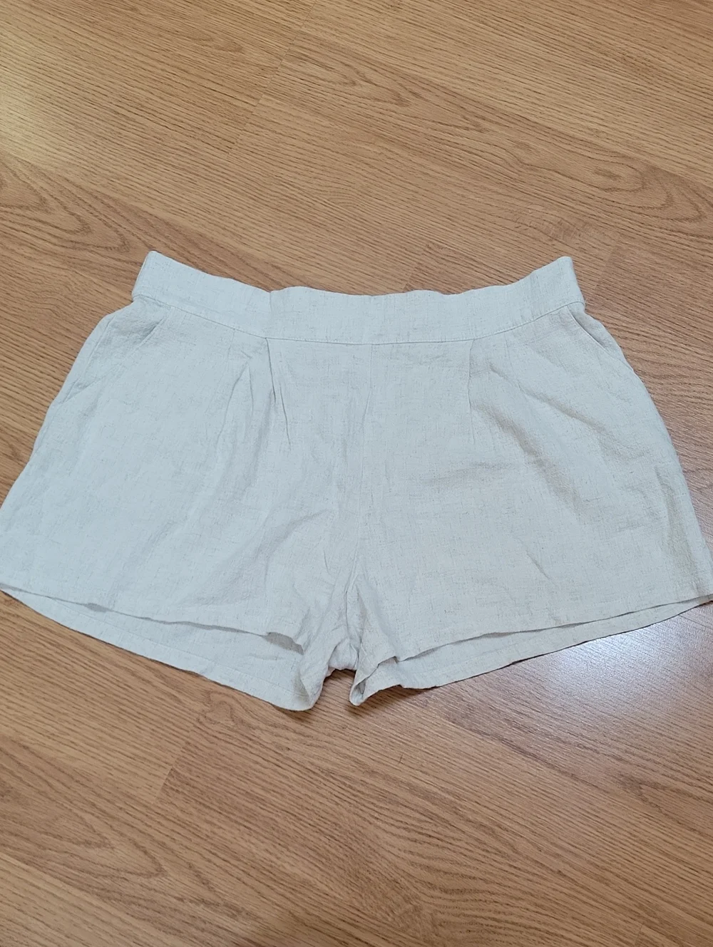 Pink Lily Cream Linen Shorts